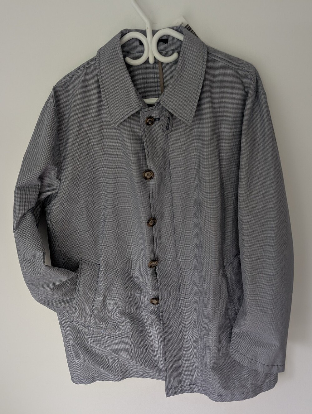 XXL Rain Jacket Trench Coat Packable Puppytooth Thigh Length - Angelo Nardelli